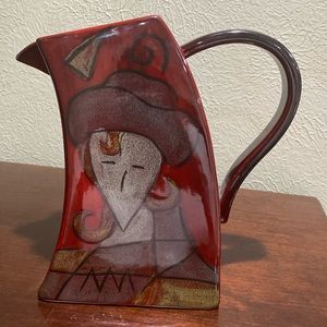 Wilco imports, Red  ceramic retro style design pitcher